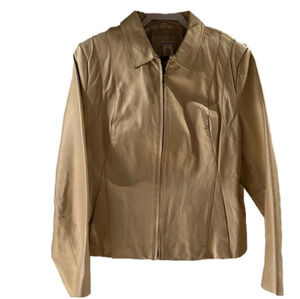 𝅺boutique Designer Gold Leather Coat